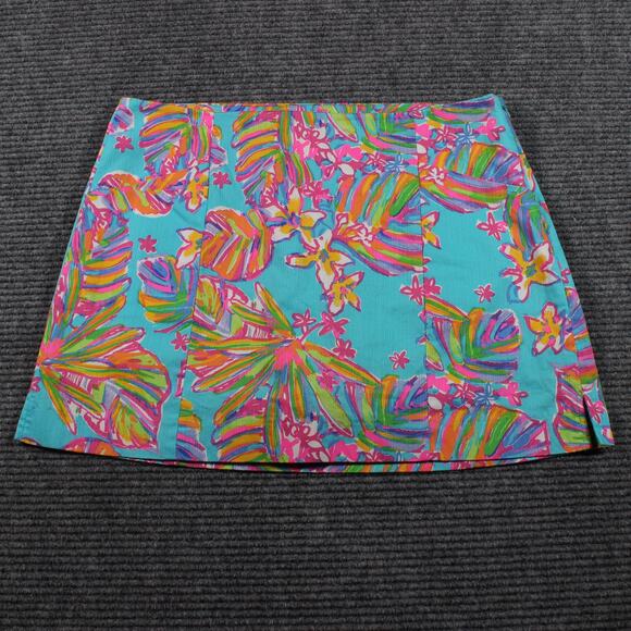Lilly Pulitzer Skort Womens 8 Multicolor Tropical Floral Cotton Side Zip - Picture 1 of 7